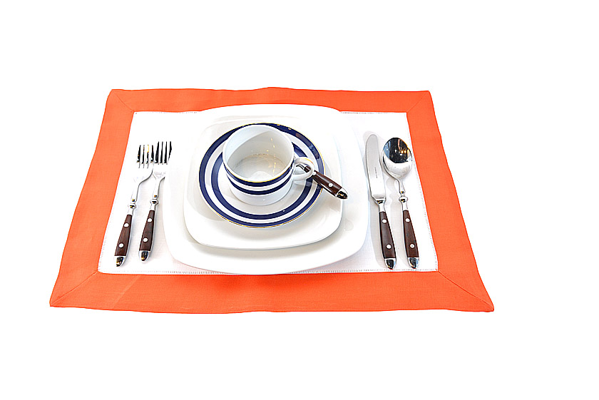 Table Placemat. Orange Trim