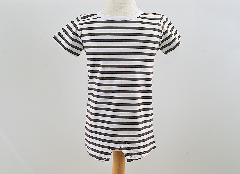 Brown Striped. Boy Romper Snap Up