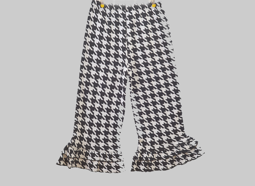 houndstooth girl toddler long ruffle flare pant