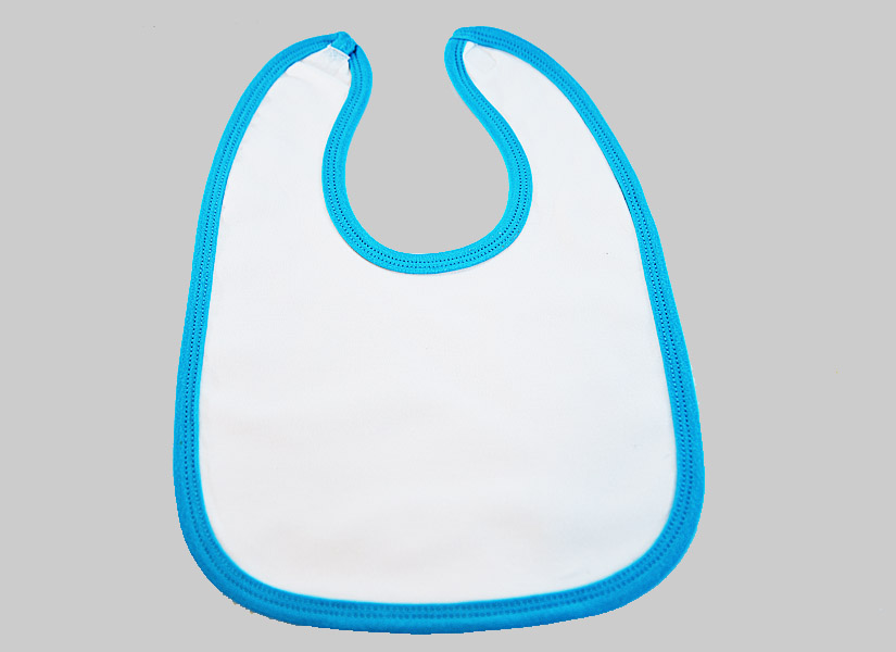 White with Aqua Blue Trim. Bib Toddler Size