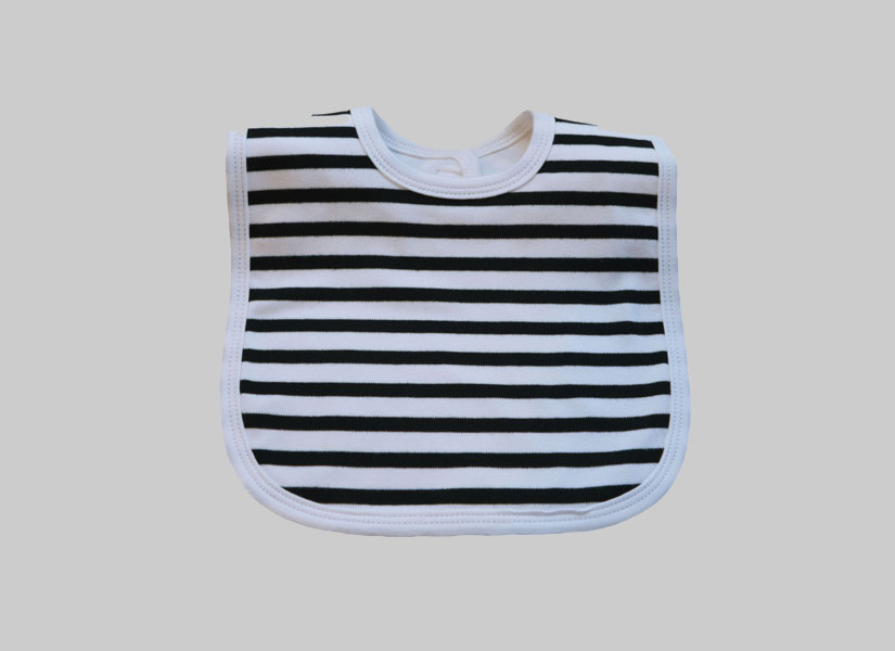 baby bib toddler size, black striped