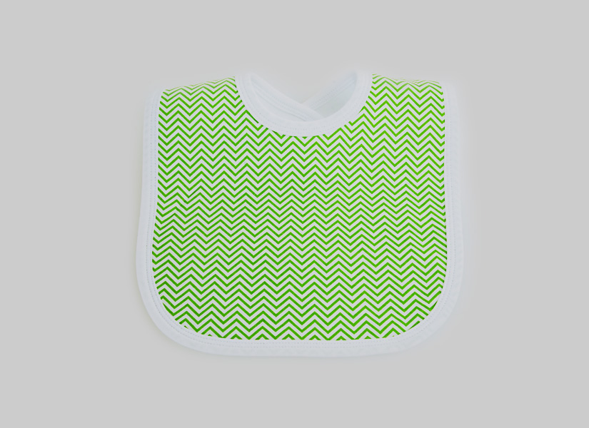 green chevron baby bib