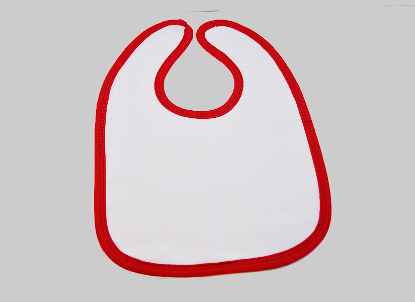 Baby Bib Toddler Size. White Red Trims.
