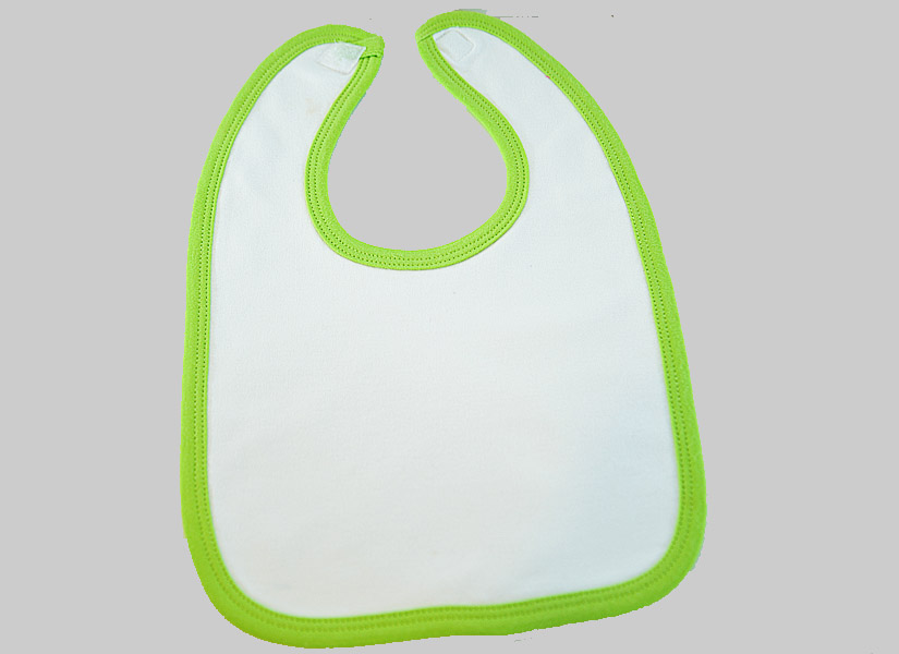 White with Hot Green Trim. Bib Toddler Size