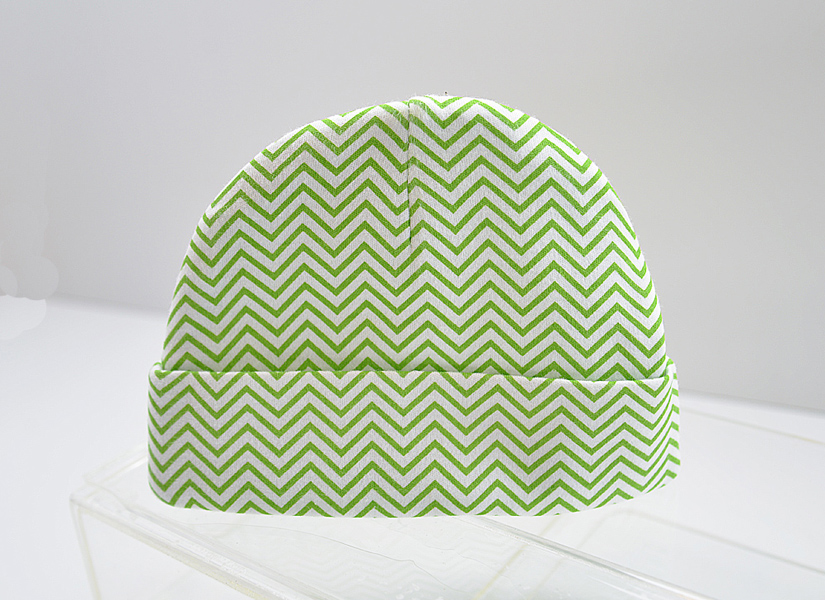 Hot Green Chevron, Baby Caps