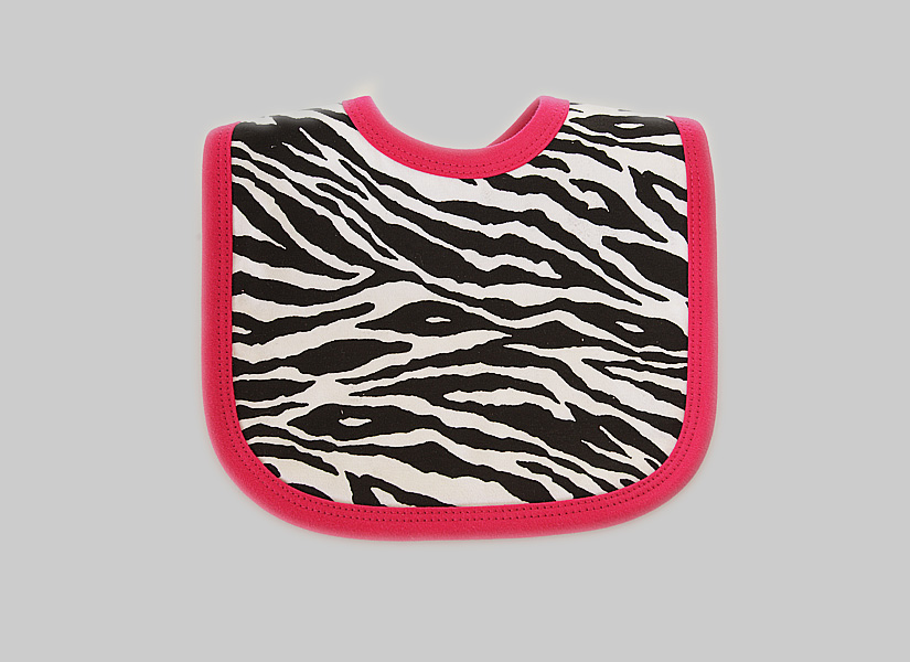 Zebra Hot Pink Trim, bib toddler size