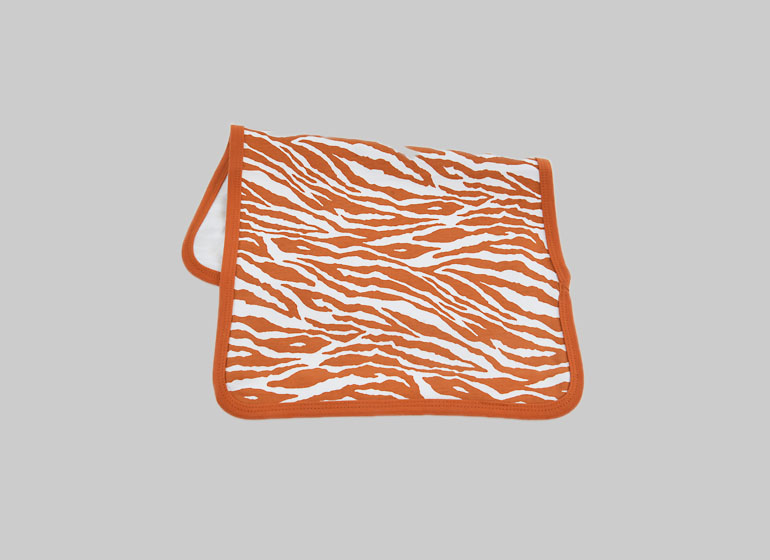 Burnt Orange Zebra Baby Burp Cloth