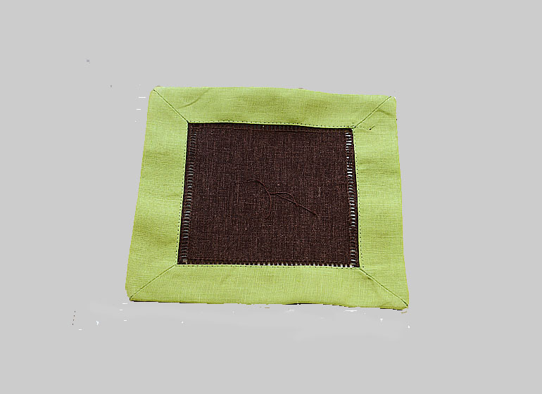 Brown with Hot Green Color. Cocktail Napkin 6x6"