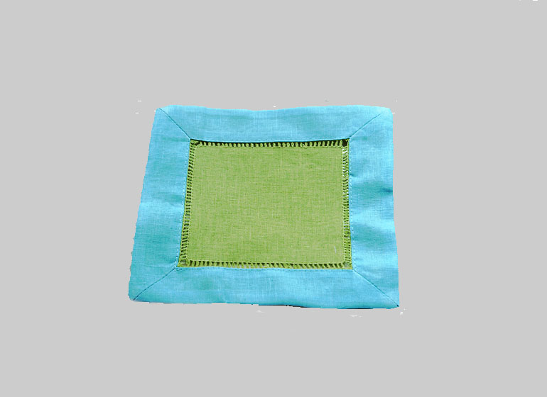 Hot Green with Aqua Blue Cocktail Napkin 6x6"