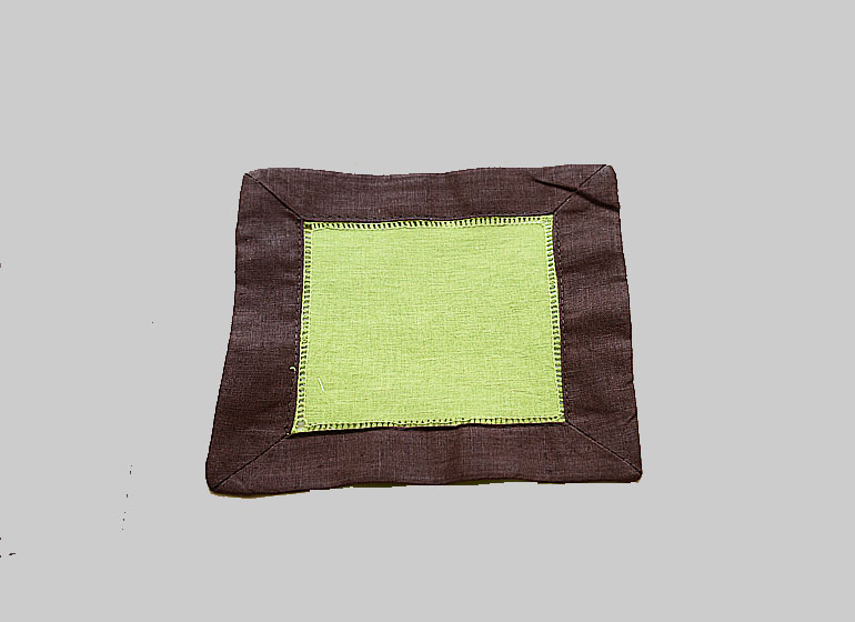 Hot Green & Brown Trims, Cocktail Napkin 6x6"