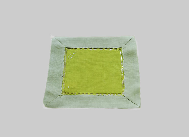 Hot Green with Fog Green Trims. Cocktail Napkin 6x6"