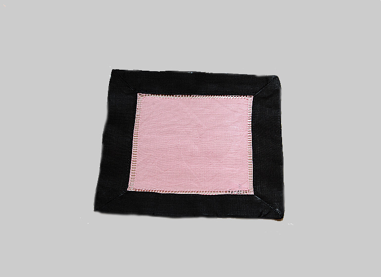 Pink with Black Trim. Cocktail Napkin 6x6"