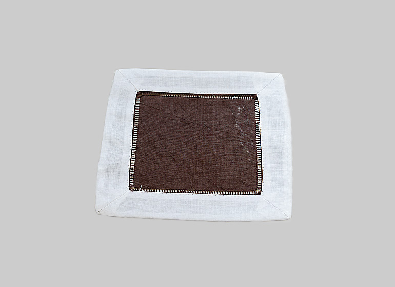 Brown with White Trim. Cocktail Napkin