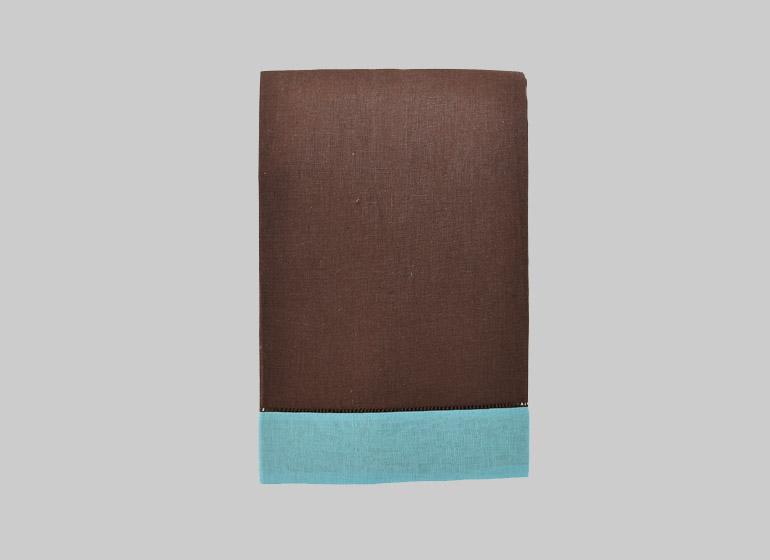 Brown with Aqua Blue Border, Guest Towel