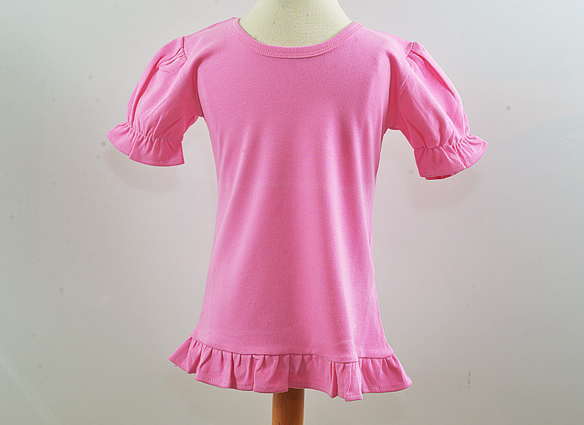 aurora pink girl toddle rruffles, short puff sleeve shirt