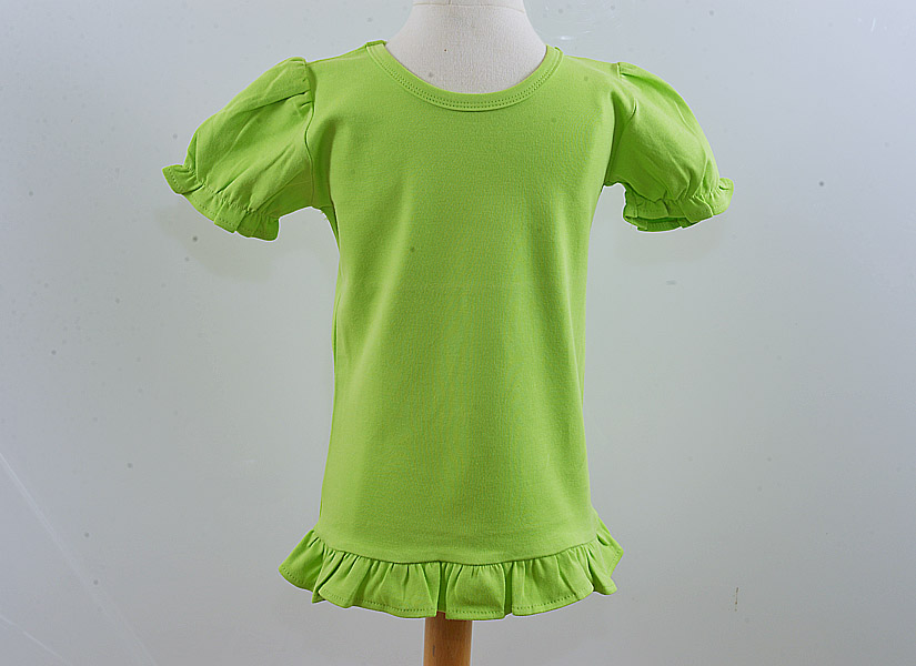 Hot Green Girl toddler ruffle shirt