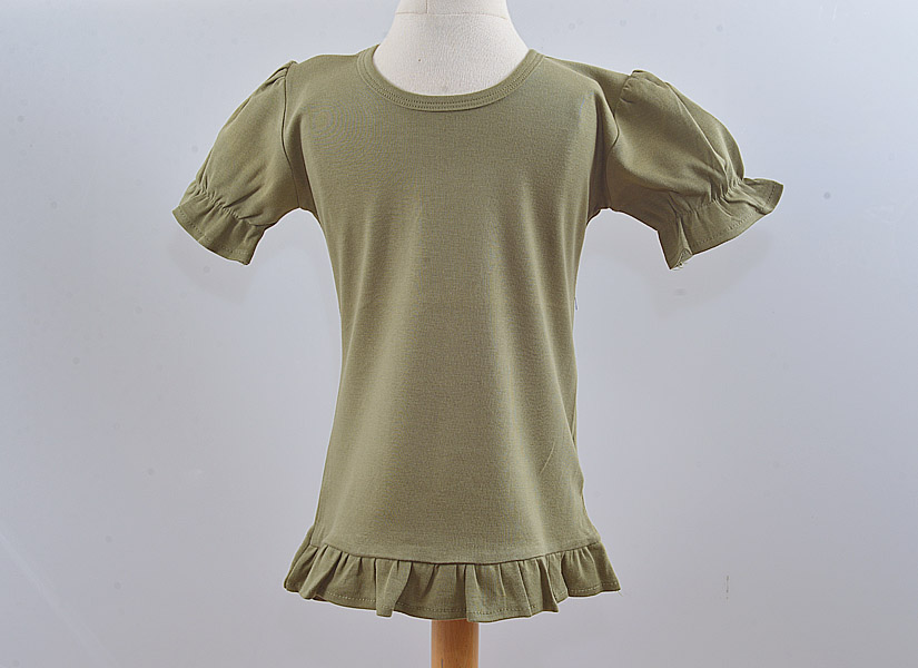 Olive Green Girl toddler ruffle shirt