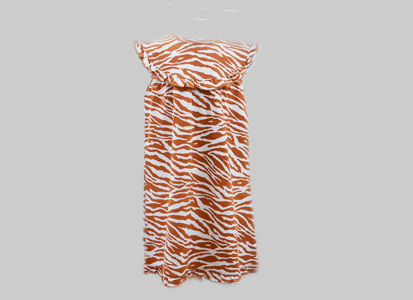 Burnt Orange Zebra Girl Toddler Sleeveless Dress