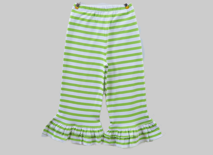 Hot Green Striped Girl Toddler Ruffle Pant