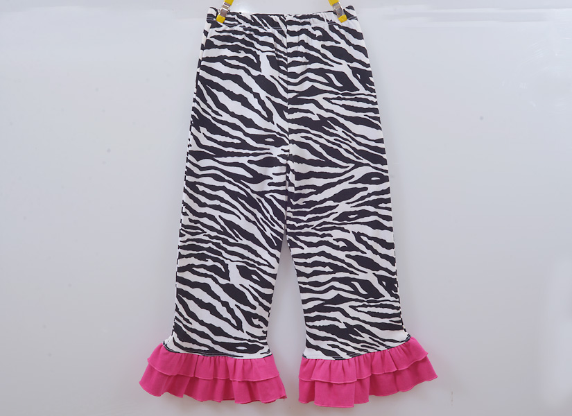 Girl Toddler Double Ruffle Flare Long Pant Zebra