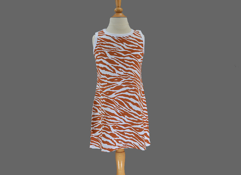 burnt orange color zebra, girl A Line Dress