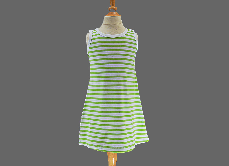 Dress Toddler Girls A Line Hot Green Color Stripes, Chocolate Brown Stripes