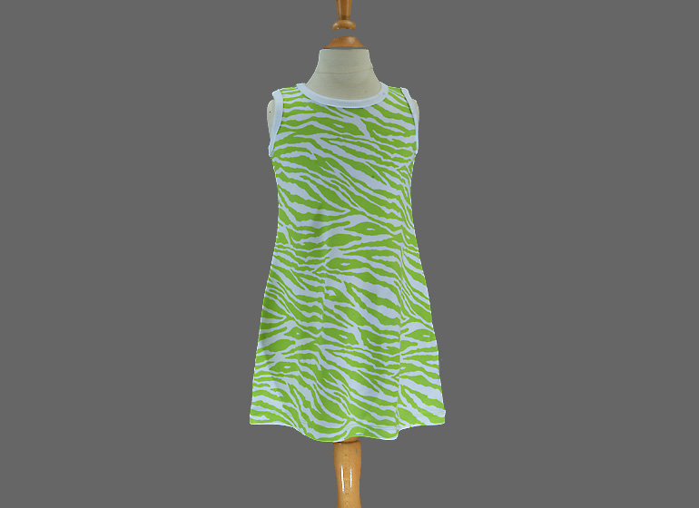Dress Toddler Girls A Line Burnt Orange Zebra, Hot Green Zebra