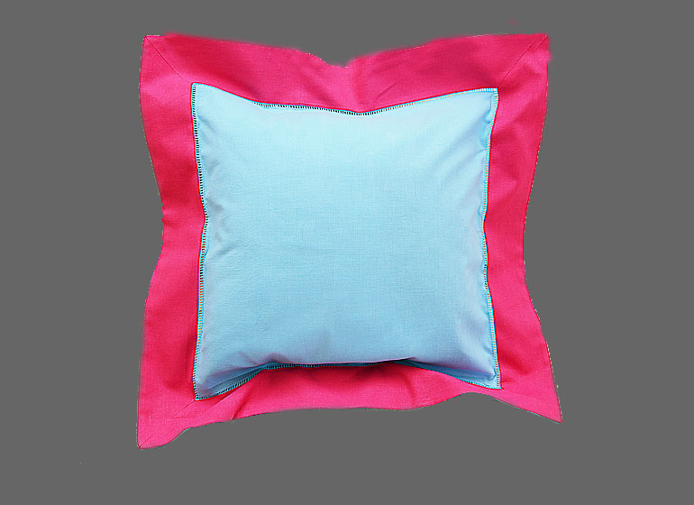 baby hemstitch pillow sham, aqua & Hot pink color