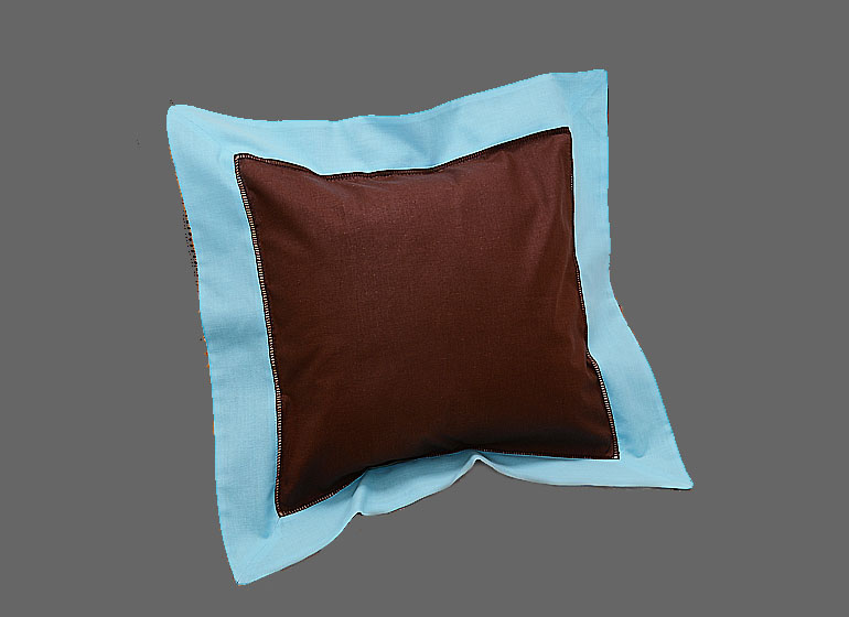 baby hemstitch pillow sham, brown & aqua color