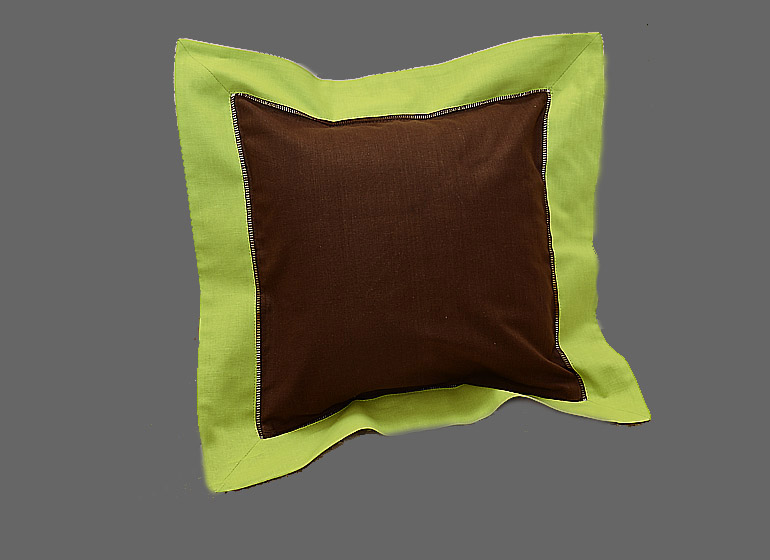 baby hemstitch pillow sham, brown & hot green color
