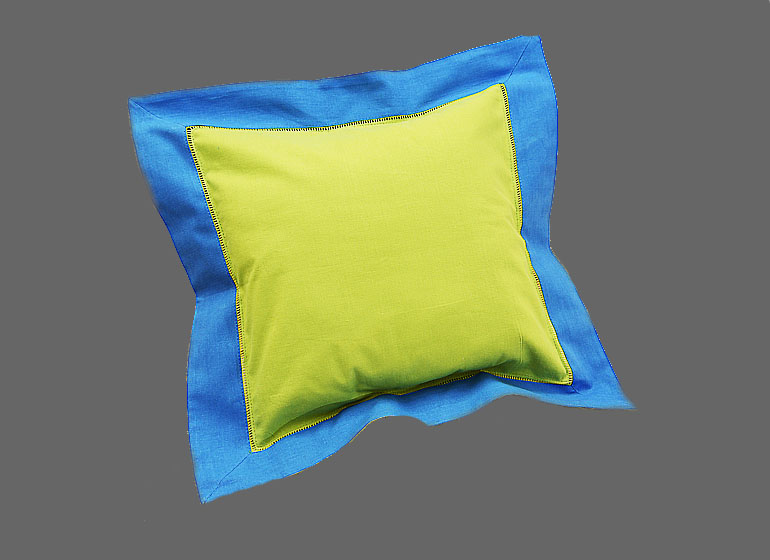 baby hemstitch pillow sham, Hot Green & French Blue Color
