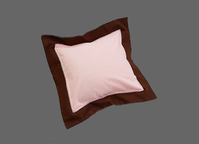 baby hemstitch pillow sham, Light Pink & Brown